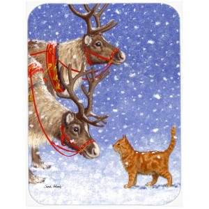 Caroline's Treasures Reindeer and Cat Glass Cutting Board HTJ18870
